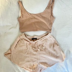 brandy melville light pink lydia tank & lisette short set